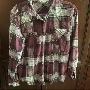 Maurices Plaid Shirt in Maroon and White